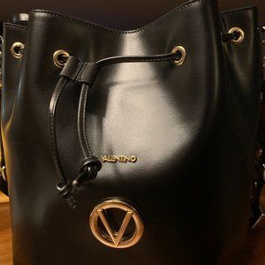 Black Valentino Leather Bucket Bag